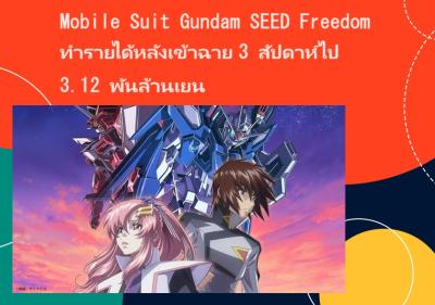 Mobile Suit Gundam SEED Freedom ทำรายได้หลังเข้าฉาย 3 สัปดาห์ไป 3.12 พันล้านเยน