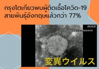กรุงโตเกียวพบผู้ติดเชื้อโควิด-19 สายพันธุ์อังกฤษแล้วกว่า 77%