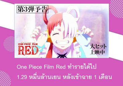 One Piece Film Red ทำรายได้ไป 1.29 หมื่นล้านเยน หลังเข้าฉาย 1 เดือน