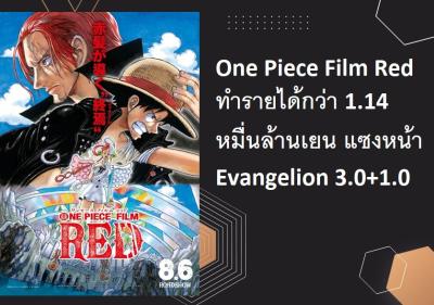 One Piece Film Red ทำรายได้กว่า 1.14 หมื่นล้านเยน แซงหน้า Evangelion 3.0+1.0