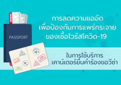 การลดความแออัดเพื่อป้องกันการแพร่กระจายของเชื้อไวรัสโควิด-19 ในการใช้บริการเคาน์เตอร์ยื่นคำร้องขอวีซ่า