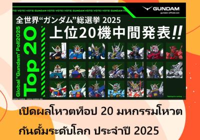 เปิดผลโหวตท็อป 20 มหกรรมโหวตกันดั้มระดับโลก ประจำปี 2025