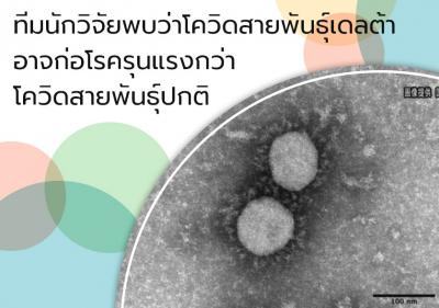 ทีมนักวิจัยพบว่าโควิดสายพันธุ์เดลต้าอาจก่อโรครุนแรงกว่าโควิดสายพันธุ์ปกติ