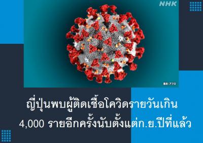ญี่ปุ่นพบผู้ติดเชื้อโควิดรายวันเกิน 4,000 รายอีกครั้งนับตั้งแต่ก.ย.ปีที่แล้ว