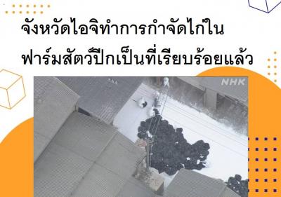 จังหวัดไอจิทำการกำจัดไก่ในฟาร์มสัตว์ปีกเป็นที่เรียบร้อยแล้ว