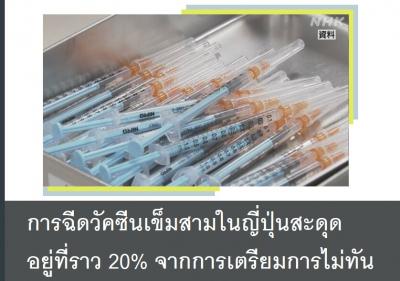 การฉีดวัคซีนเข็มสามในญี่ปุ่นสะดุดอยู่ที่ราว 20% จากการเตรียมการไม่ทัน