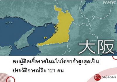 พบผู้ติดเชื้อรายใหม่ในโอซาก้าสูงสุดเป็นประวัติการณ์ถึง 121 คน