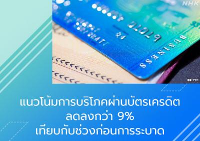 แนวโน้มการบริโภคผ่านบัตรเครดิตลดลงกว่า 9% เมื่อเทียบกับช่วงก่อนการระบาด