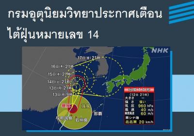 กรมอุตุนิยมวิทยาประกาศเตือนไต้ฝุ่นหมายเลข 14