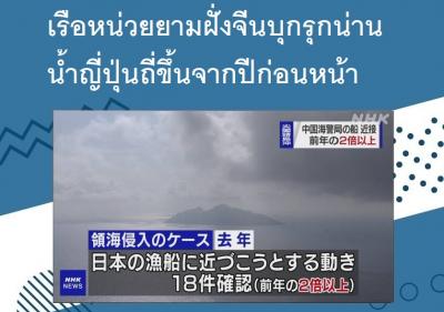 เรือหน่วยยามฝั่งจีนบุกรุกน่านน้ำญี่ปุ่นถี่ขึ้นจากปีก่อนหน้า