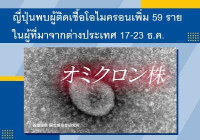 ญี่ปุ่นพบผู้ติดเชื้อโอไมครอนเพิ่ม 59 รายในผู้ที่มาจากต่างประเทศ 17-23 ธ.ค.