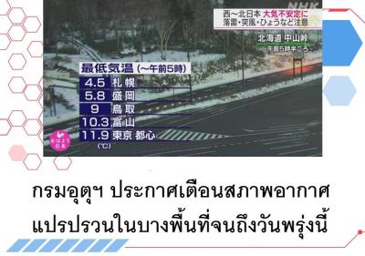 กรมอุตุฯ ประกาศเตือนสภาพอากาศแปรปรวนในบางพื้นที่จนถึงวันพรุ่งนี้