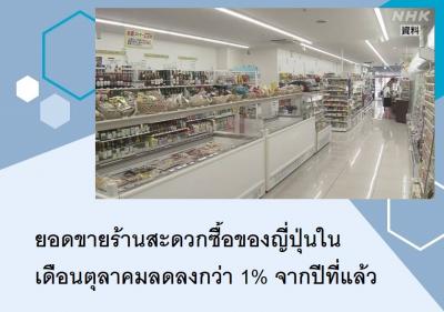 ยอดขายร้านสะดวกซื้อของญี่ปุ่นในเดือนตุลาคมลดลงกว่า 1% จากปีที่แล้ว