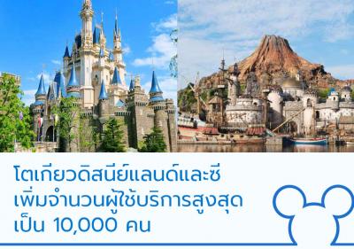 โตเกียวดิสนีย์แลนด์และซีเพิ่มจำนวนผู้ใช้บริการสูงสุดเป็น 10,000 คน