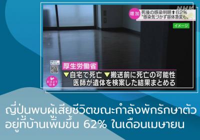 ญี่ปุ่นพบผู้เสียชีวิตขณะกำลังพักรักษาตัวอยู่ที่บ้านเพิ่มขึ้น 62% ในเดือนเมษายน