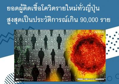 ยอดผู้ติดเชื้อโควิดรายใหม่ทั่วญี่ปุ่นสูงสุดเป็นประวัติการณ์เกิน 90,000 ราย