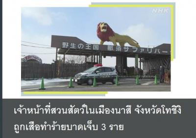 เจ้าหน้าที่สวนสัตว์ในเมืองนาสึ จังหวัดโทชิงิ ถูกเสือทำร้ายบาดเจ็บ 3 ราย