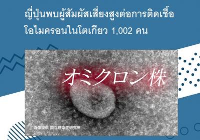 ญี่ปุ่นพบผู้สัมผัสเสี่ยงสูงต่อการติดเชื้อโอไมครอนในโตเกียว 1,002 คน